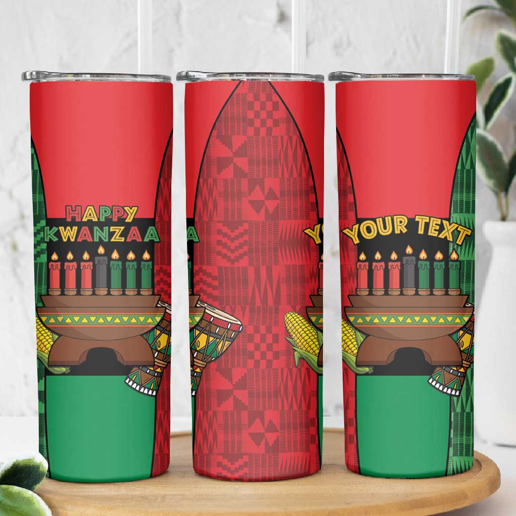Personalized Happy Kwanzaa Holidays Skinny Tumbler Kente Pattern - African Pride