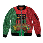 Personalized Happy Kwanzaa Holidays Sleeve Zip Bomber Jacket Kente Pattern - African Pride