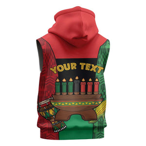 Personalized Happy Kwanzaa Holidays Sleeveless Zip Hoodie Kente Pattern - African Pride