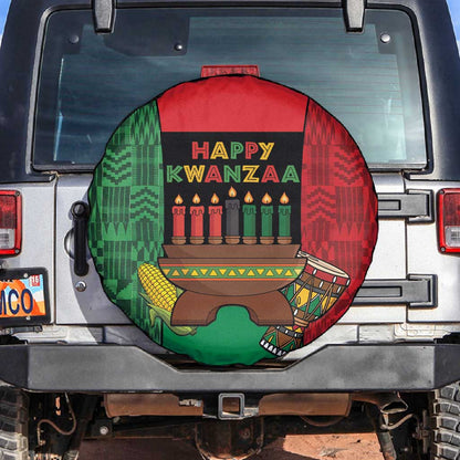 Happy Kwanzaa Holidays Spare Tire Cover Kente Pattern - African Pride