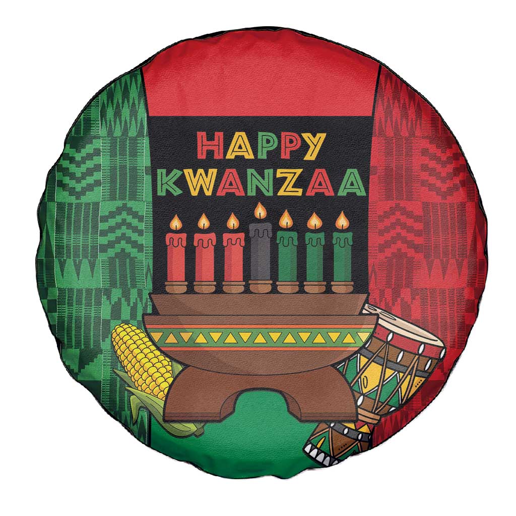Happy Kwanzaa Holidays Spare Tire Cover Kente Pattern - African Pride