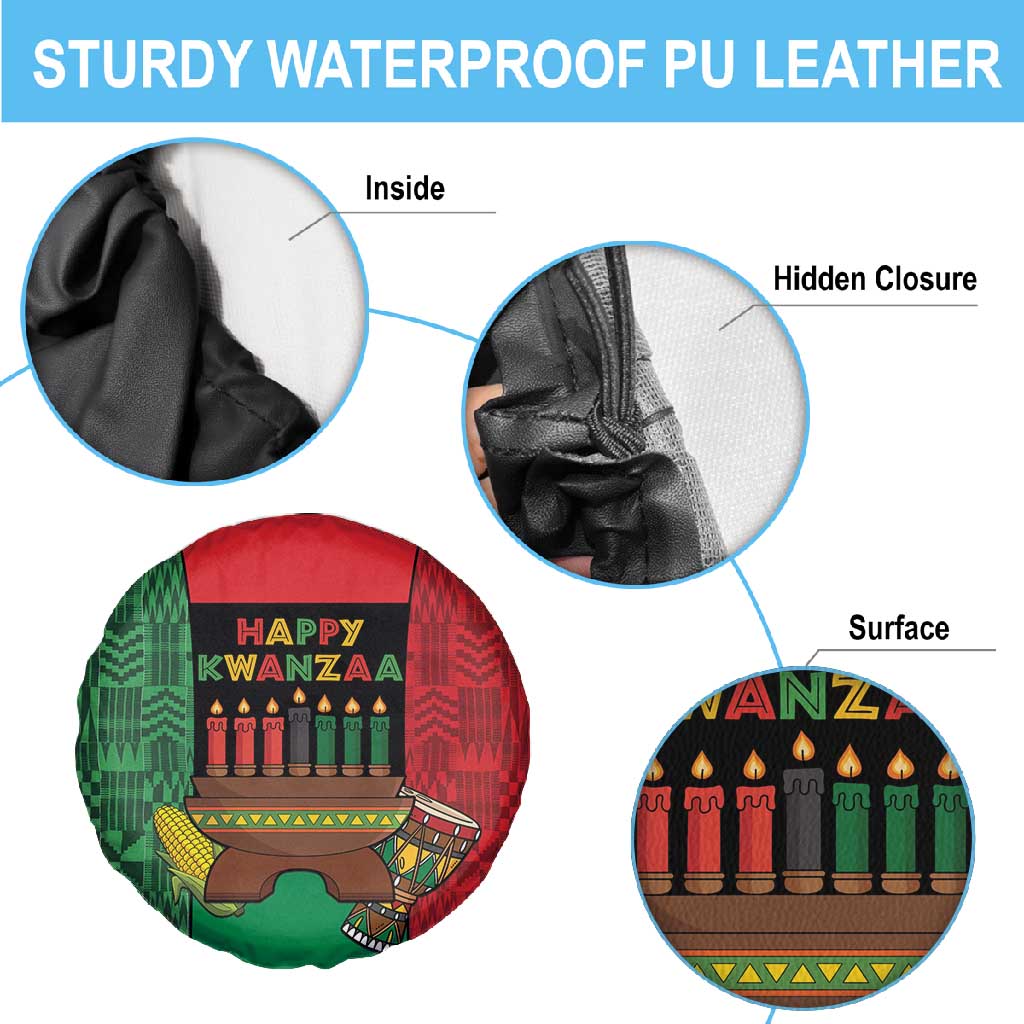 Happy Kwanzaa Holidays Spare Tire Cover Kente Pattern - African Pride