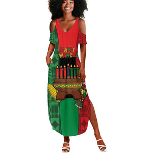 Personalized Happy Kwanzaa Holidays Summer Maxi Dress Kente Pattern - African Pride