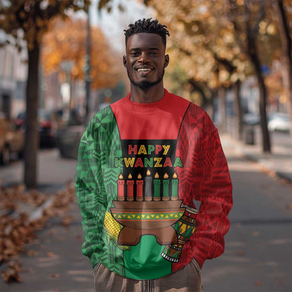 Personalized Happy Kwanzaa Holidays Sweatshirt Kente Pattern - African Pride