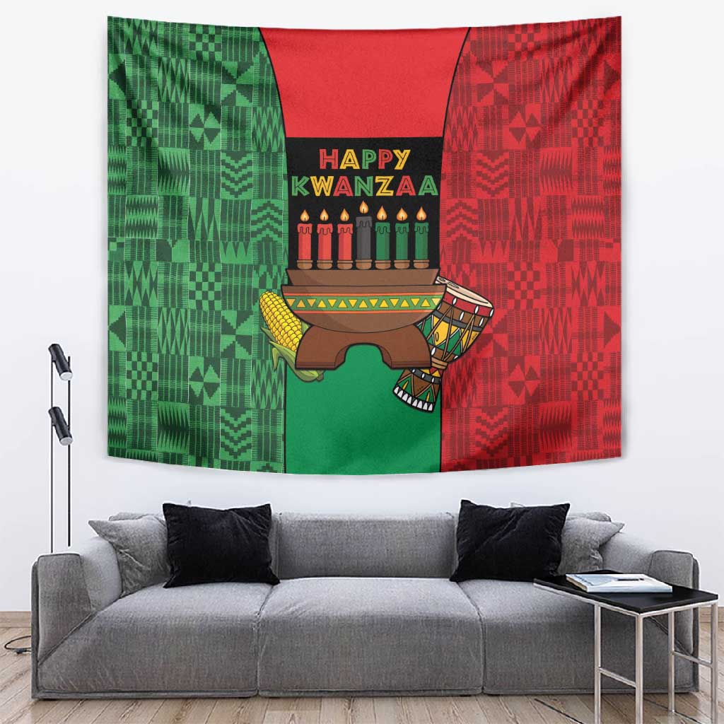Happy Kwanzaa Holidays Tapestry Kente Pattern - African Pride
