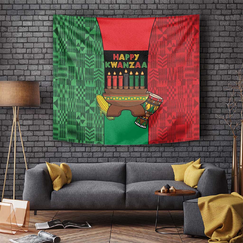 Happy Kwanzaa Holidays Tapestry Kente Pattern - African Pride