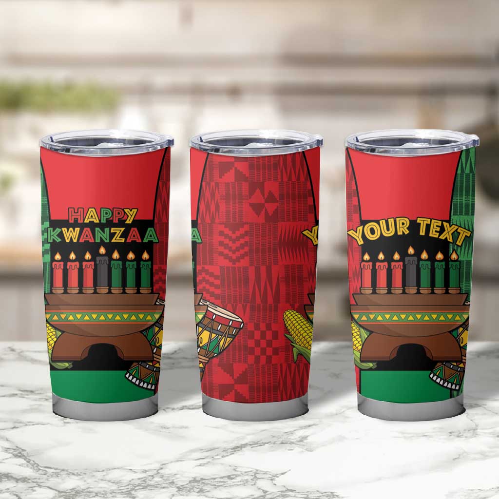 Personalized Happy Kwanzaa Holidays Tumbler Cup Kente Pattern - African Pride