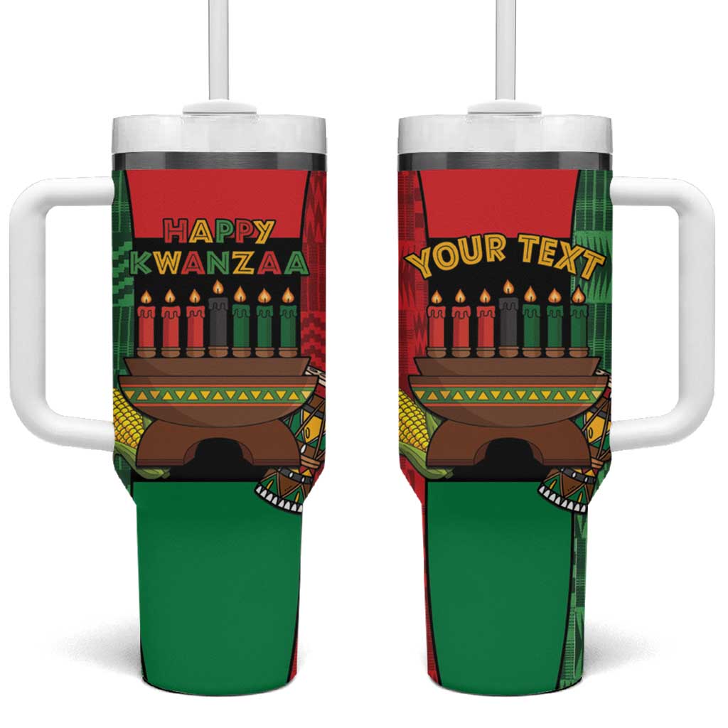Personalized Happy Kwanzaa Holidays Tumbler With Handle Kente Pattern - African Pride
