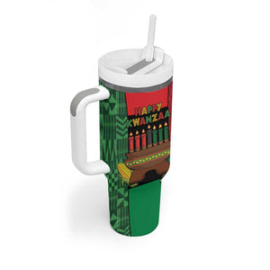 Personalized Happy Kwanzaa Holidays Tumbler With Handle Kente Pattern - African Pride