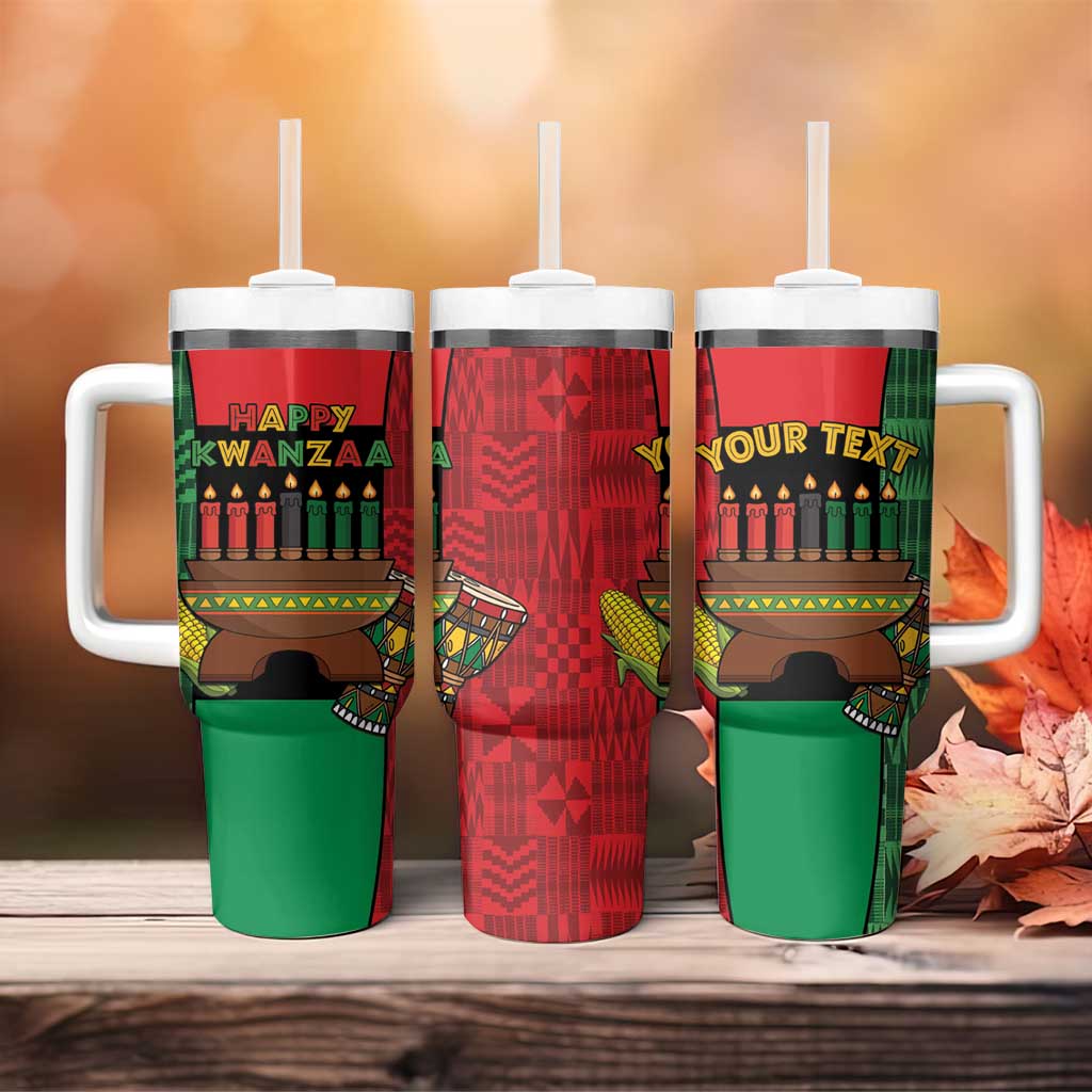 Personalized Happy Kwanzaa Holidays Tumbler With Handle Kente Pattern - African Pride