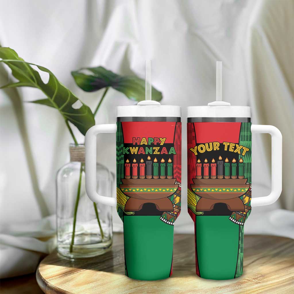 Personalized Happy Kwanzaa Holidays Tumbler With Handle Kente Pattern - African Pride