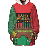 Personalized Happy Kwanzaa Holidays Wearable Blanket Hoodie Kente Pattern - African Pride