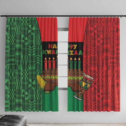 Happy Kwanzaa Holidays Window Curtain Kente Pattern - African Pride