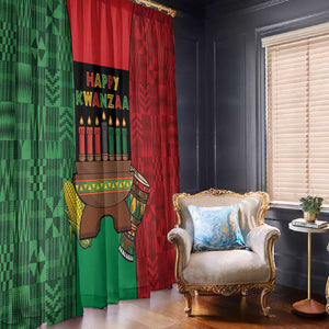 Happy Kwanzaa Holidays Window Curtain Kente Pattern - African Pride