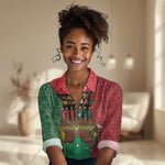 Personalized Happy Kwanzaa Holidays Women Casual Shirt Kente Pattern - African Pride
