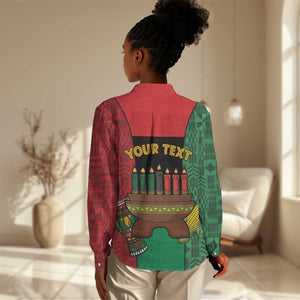 Personalized Happy Kwanzaa Holidays Women Casual Shirt Kente Pattern - African Pride
