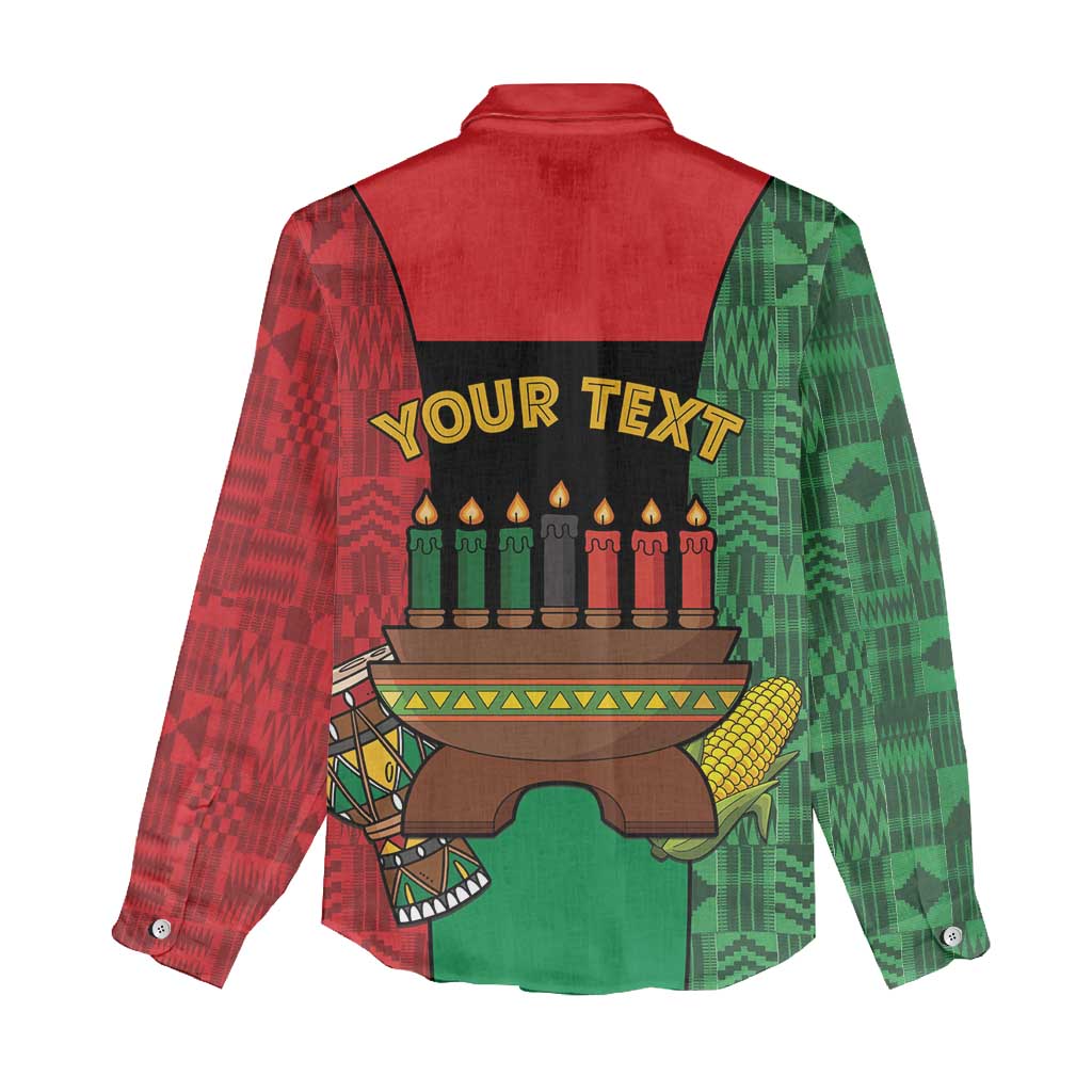 Personalized Happy Kwanzaa Holidays Women Casual Shirt Kente Pattern - African Pride