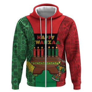 Personalized Happy Kwanzaa Holidays Zip Hoodie Kente Pattern - African Pride