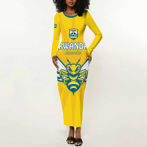 Custom Afro Rwanda Football Long Sleeve Bodycon Dress Go Wasps LT15