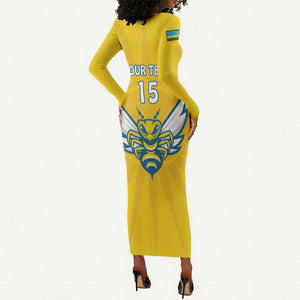 Custom Afro Rwanda Football Long Sleeve Bodycon Dress Go Wasps LT15
