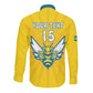 Custom Afro Rwanda Football Long Sleeve Button Shirt Go Wasps
