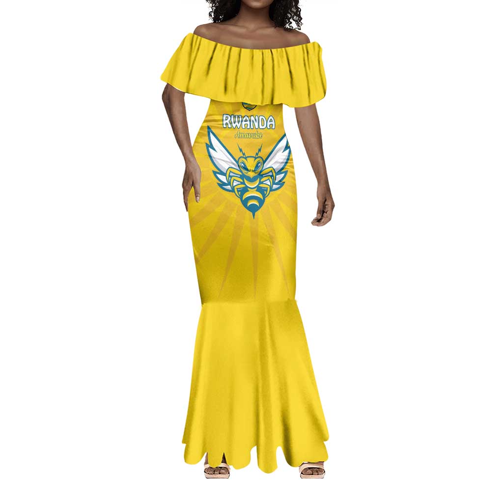 Custom Afro Rwanda Football Mermaid Dress Go Wasps