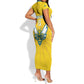 Custom Afro Rwanda Football Short Sleeve Bodycon Dress Go Wasps LT15