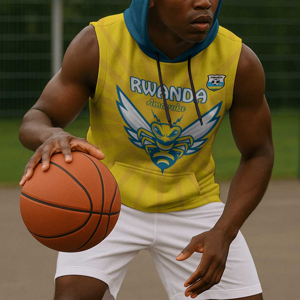 Custom Afro Rwanda Football Sleeveless Hoodie Go Wasps - African Pride