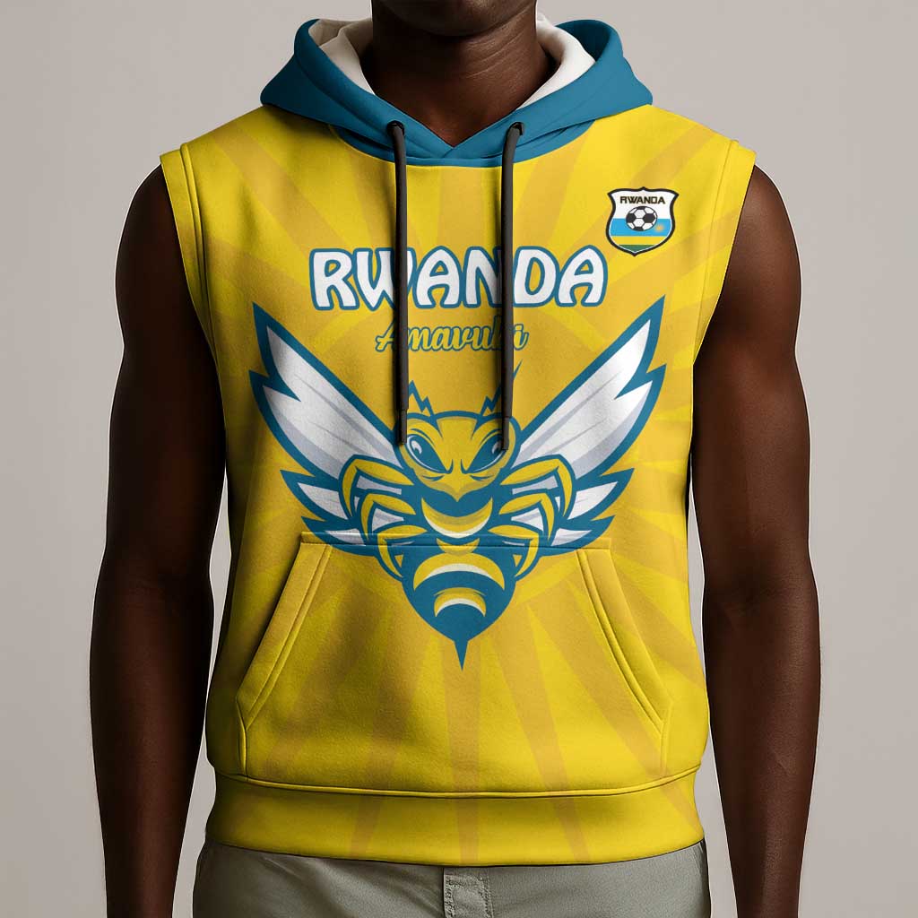Custom Afro Rwanda Football Sleeveless Hoodie Go Wasps - African Pride