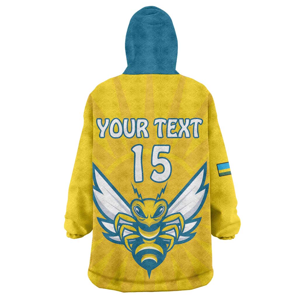 Custom Afro Rwanda Football Wearable Blanket Hoodie Go Wasps