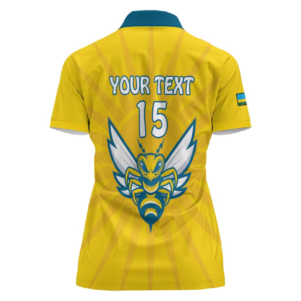Custom Afro Rwanda Football Women Polo Shirt Go Wasps