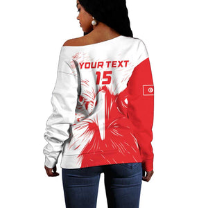 Custom Tunisia Football Off Shoulder Sweater Go Champions