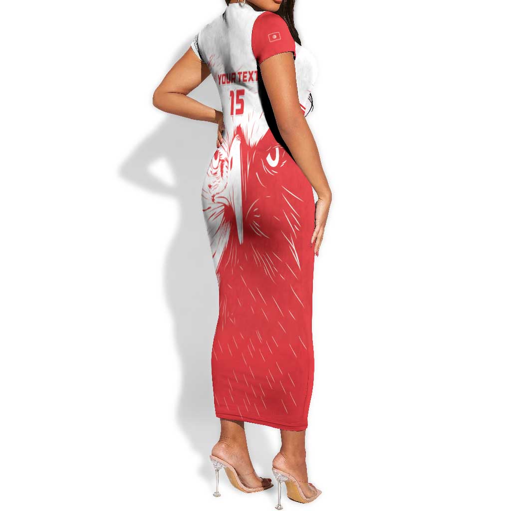 Custom Tunisia Football Short Sleeve Bodycon Dress Go Champions LT15