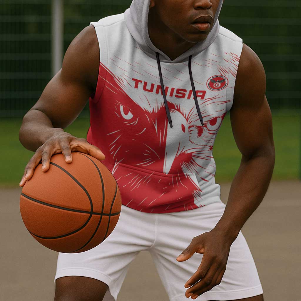Custom Tunisia Football Sleeveless Hoodie Go Champions - African Pride