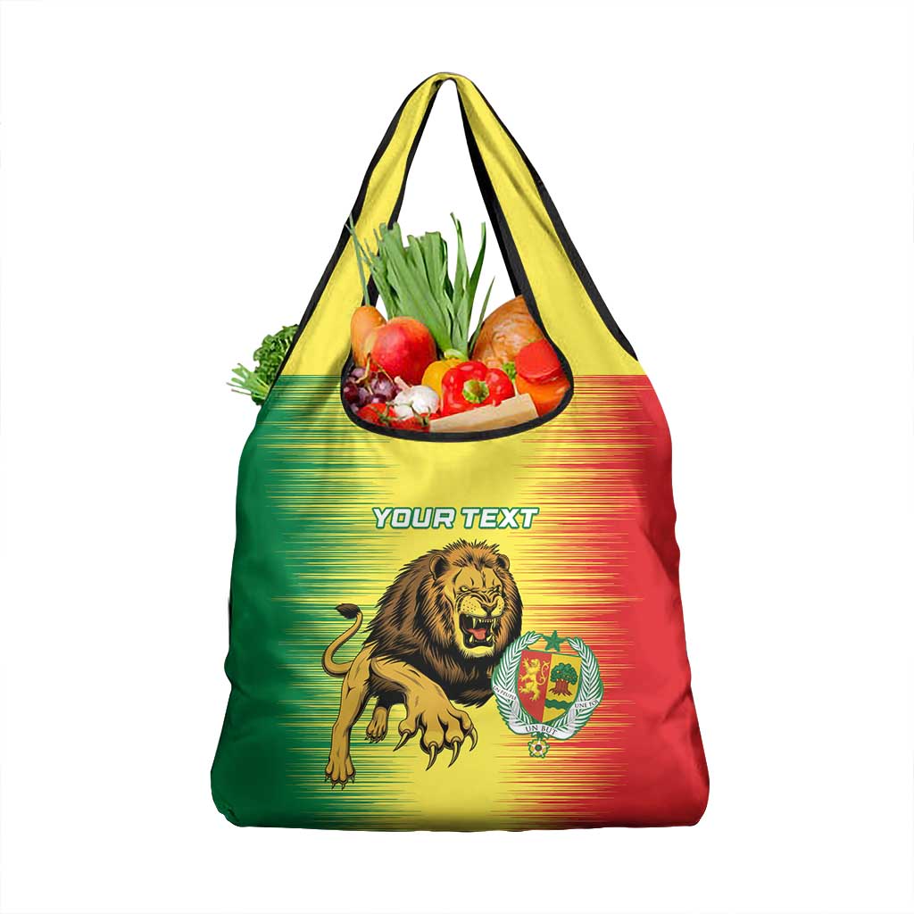 Custom Afro Senegal Football Grocery Bag Lions of Teranga - Flag Style