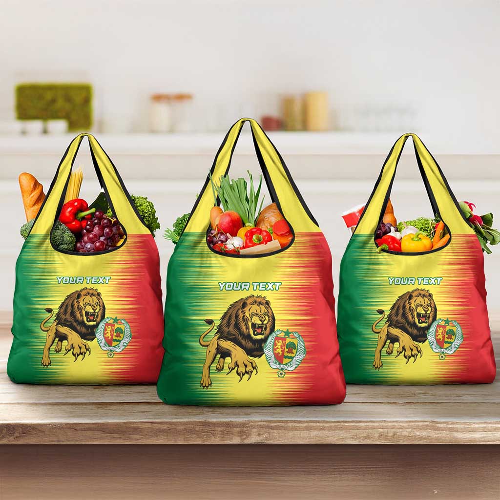 Custom Afro Senegal Football Grocery Bag Lions of Teranga - Flag Style