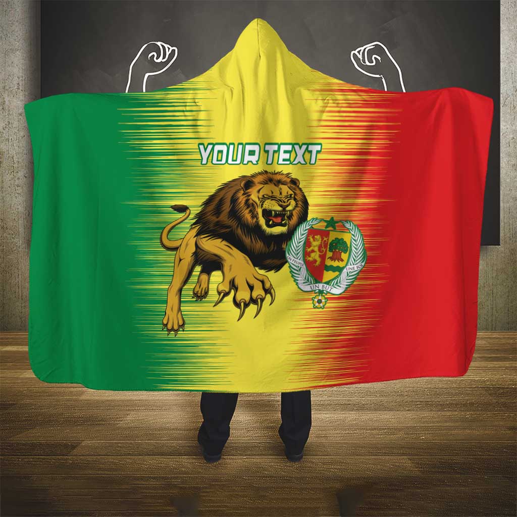 Custom Afro Senegal Football Hooded Blanket Lions of Teranga - Flag Style