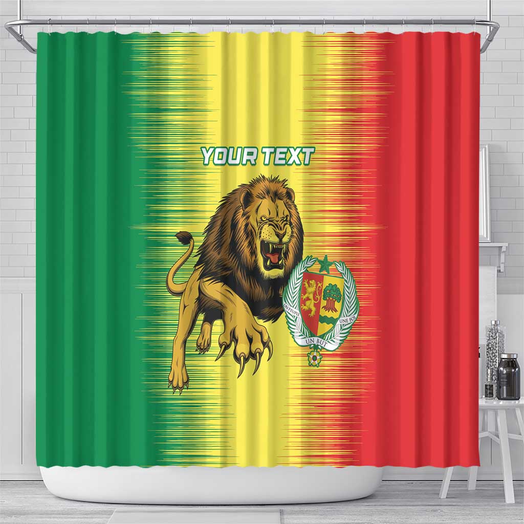 Custom Afro Senegal Football Shower Curtain Lions of Teranga - Flag Style