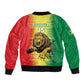 Custom Afro Senegal Football Sleeve Zip Bomber Jacket Lions of Teranga - Flag Style