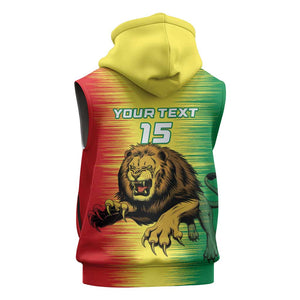 Custom Afro Senegal Football Sleeveless Hoodie Lions of Teranga - Flag Style - African Pride