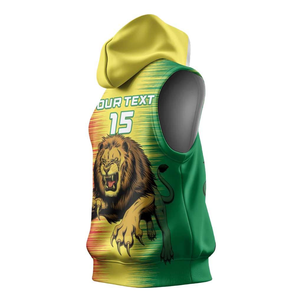 Custom Afro Senegal Football Sleeveless Hoodie Lions of Teranga - Flag Style - African Pride