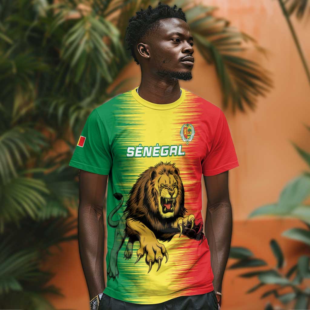 Custom Afro Senegal Football T shirt Lions of Teranga - Flag Style