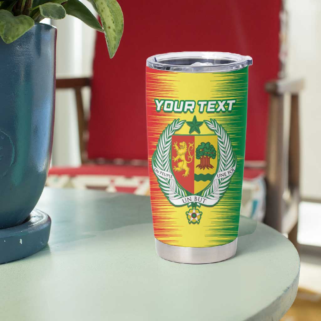 Custom Afro Senegal Football Tumbler Cup Lions of Teranga - Flag Style