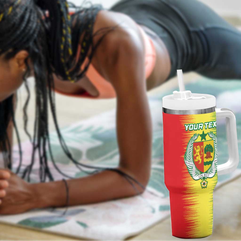 Custom Afro Senegal Football Tumbler With Handle Lions of Teranga - Flag Style