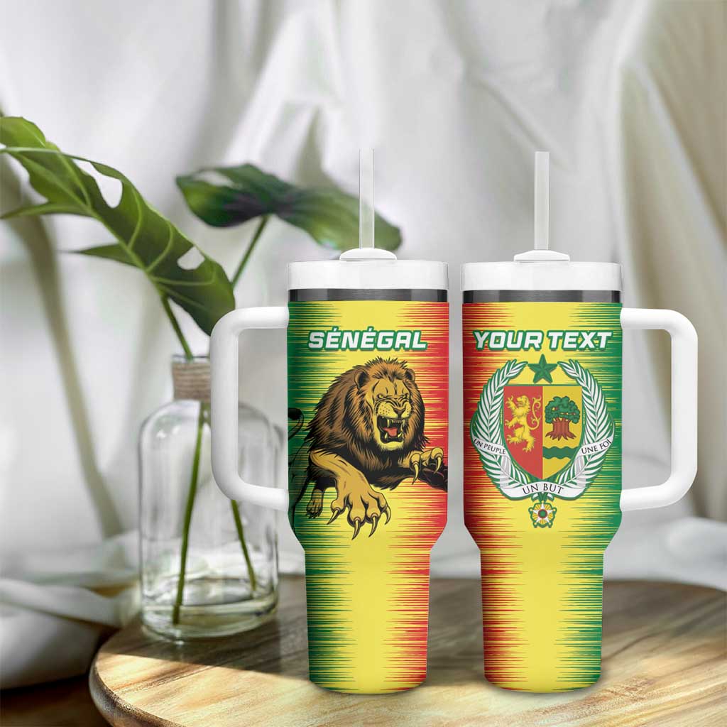 Custom Afro Senegal Football Tumbler With Handle Lions of Teranga - Flag Style