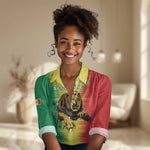 Custom Afro Senegal Football Women Casual Shirt Lions of Teranga - Flag Style LT15