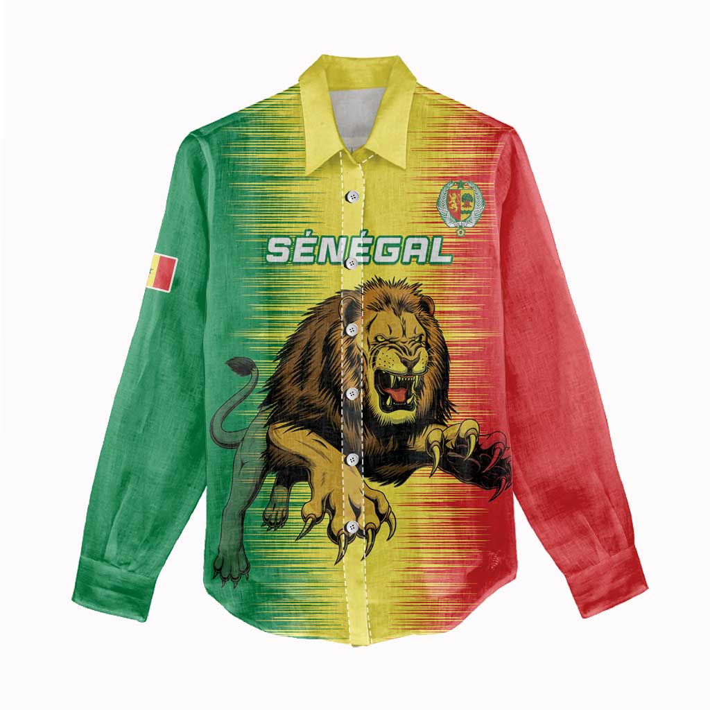 Custom Afro Senegal Football Women Casual Shirt Lions of Teranga - Flag Style LT15