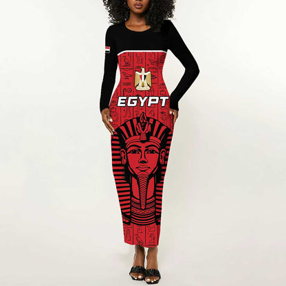 Egypt Football Custom Long Sleeve Bodycon Dress Ancient Egypt Style LT15