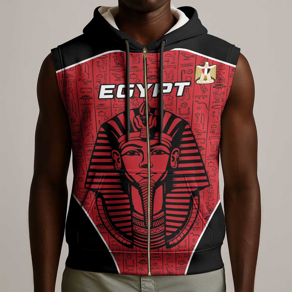 Egypt Football Custom Sleeveless Zip Hoodie Ancient Egypt Style - African Pride