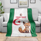 Custom Algeria Football Blanket Fennec Foxes With Islamic Pattern